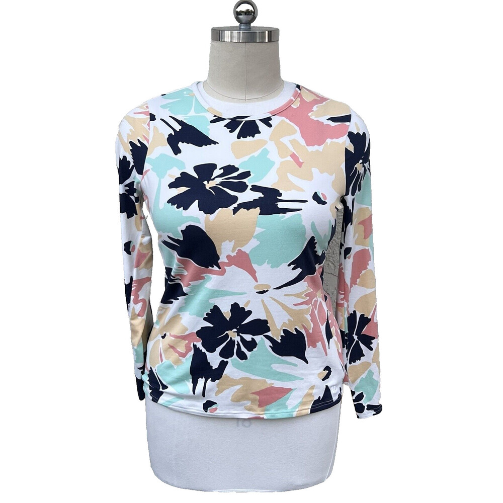 Hang Ten Peach Multi Color Long Sleeve Zip Pocket Jersey Top UPF50+ XL